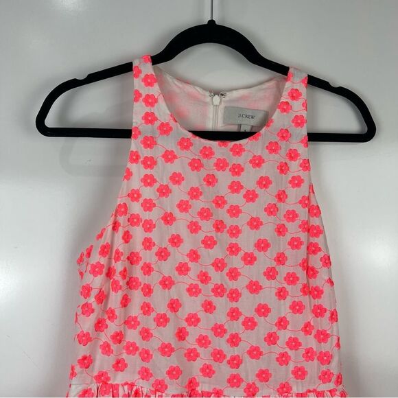 J. Crew Sleeveless Embroidered Pink Floral Dress Pockets Fit Flare Women's Sz 6 - Picture 4 of 9